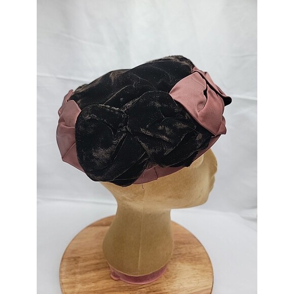 Vintage 1950\'s Brown Velvet/Satin Womens Hat Facinator Unionmade main image 5
